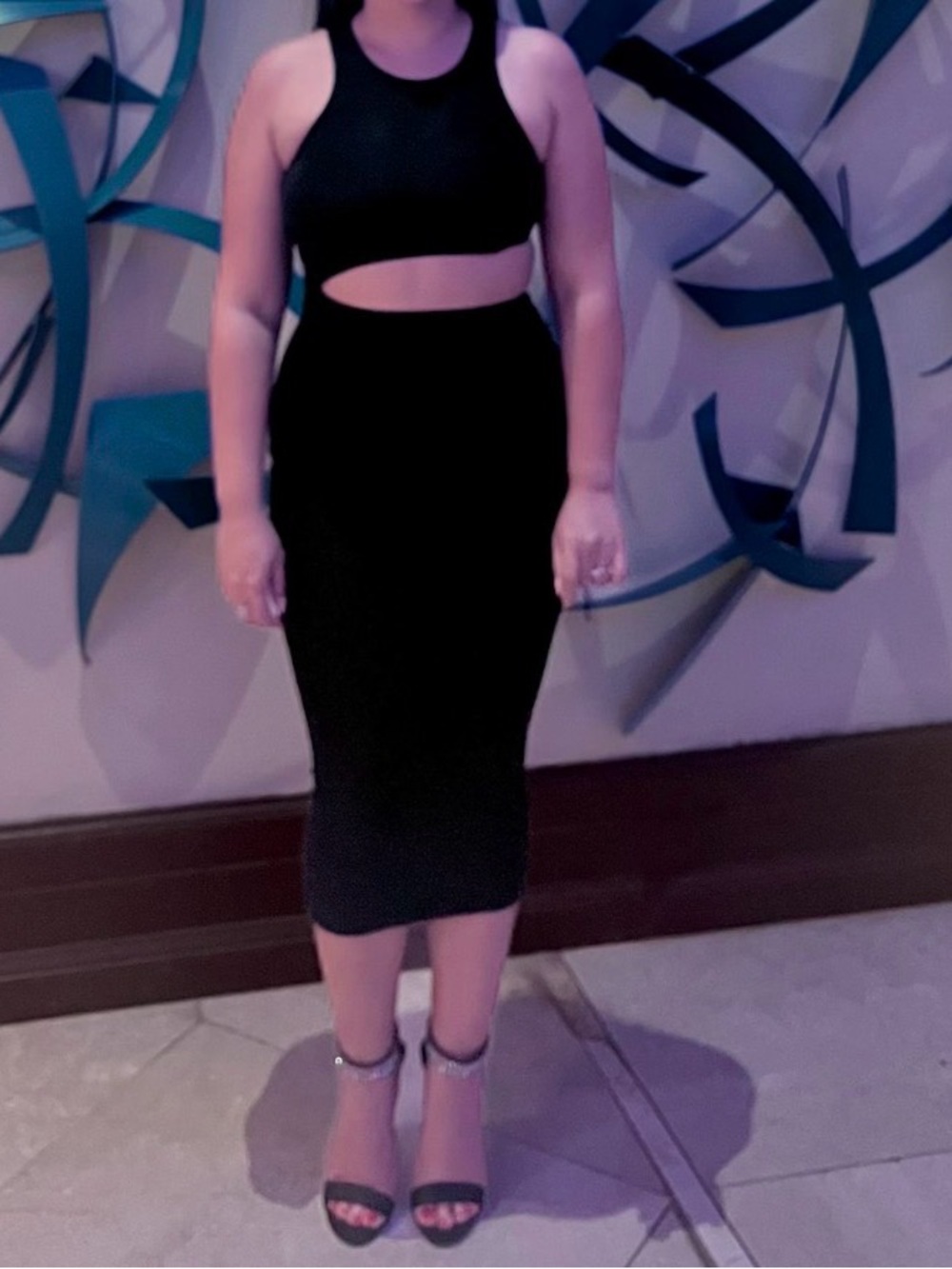 Black Cutout Midi dress - Women's Evening dress